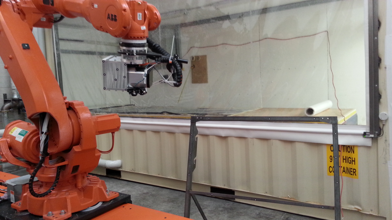 The ABB IRB 6640 robot that was calibrated using a C-Track